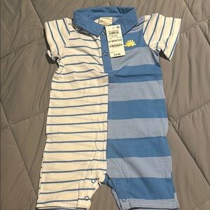 First Impressions Blue and White Bodysuit with Stripes